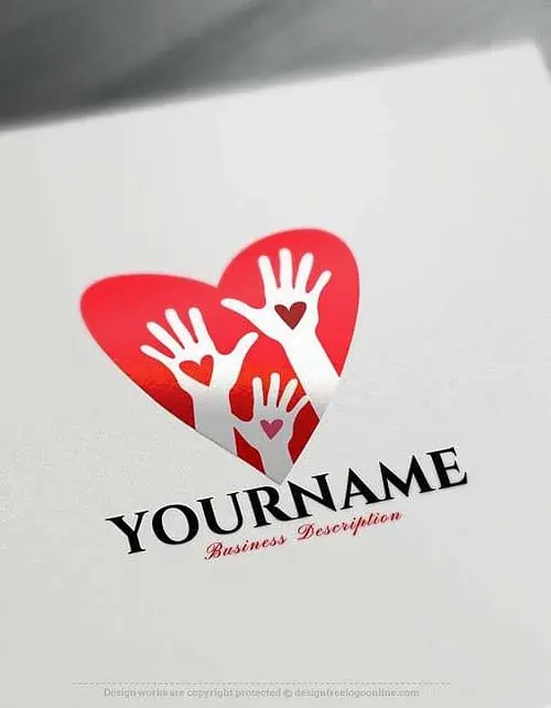 Free Logo Creator - Make red Heart Hands Logo Design