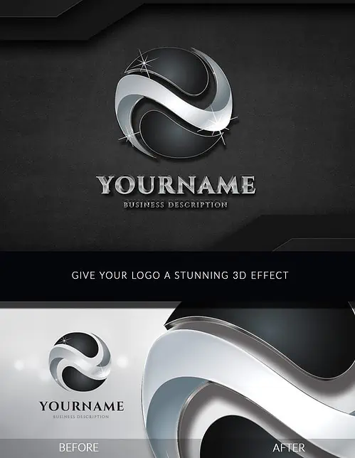 3D Logo Black - Give your logo a metallic 3D effect on black background