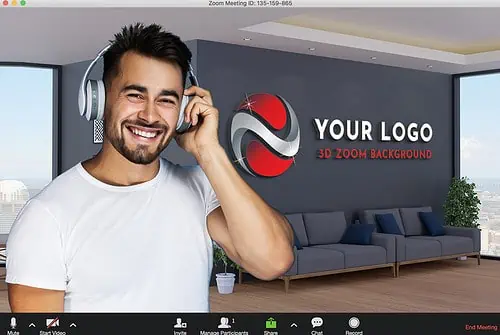 3D Logo Zoom Virtual  Background Mockup