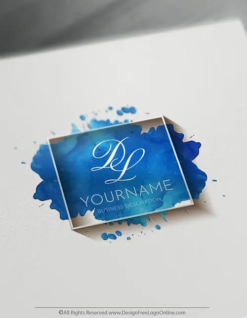 artistic Blue Watercolor Free Art Logo Maker.