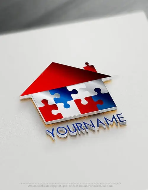 Construction Logo Maker - House Puzzle Logo Ideas