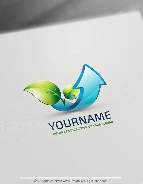 Free 3D Arrow Logo Maker - Finance Growing Leaf Logo Template