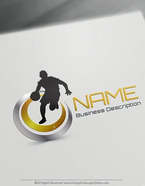 Free sports logo maker - gold Basketball logo template brand