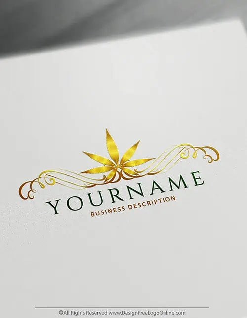 Golden medical Weed Logo with the Cannabis leaf