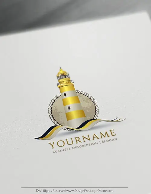 Gold Lighthouse Logo ideas online logo maker