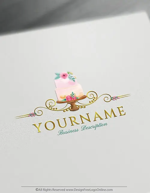 Vintage Wedding Cake Logo Template Design